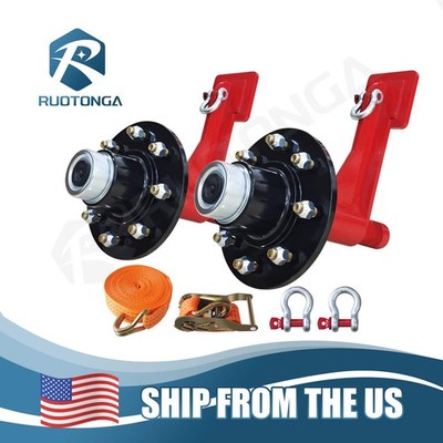 2 Pack Shipping Container Wheels 8×6.5 Lug Wheels Kit. with Ratchet Straps