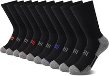 Comfoex 10 Pairs Boys Socks Crew Athletic Calf 10-12 Years, Black 10