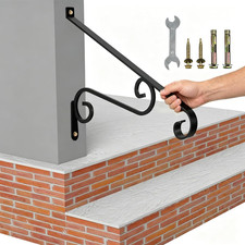 21.7" Outdoor Stair Handrails,1-2 Steps Stairs Rails-Wall Mounted Wrought Iron H