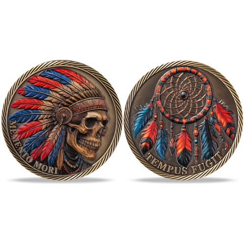Moneda Inspring Memento Mori Calavera India TEMPUS FUGIT Regalo Práctica Estoica Diaria - Imagen 16 de 17