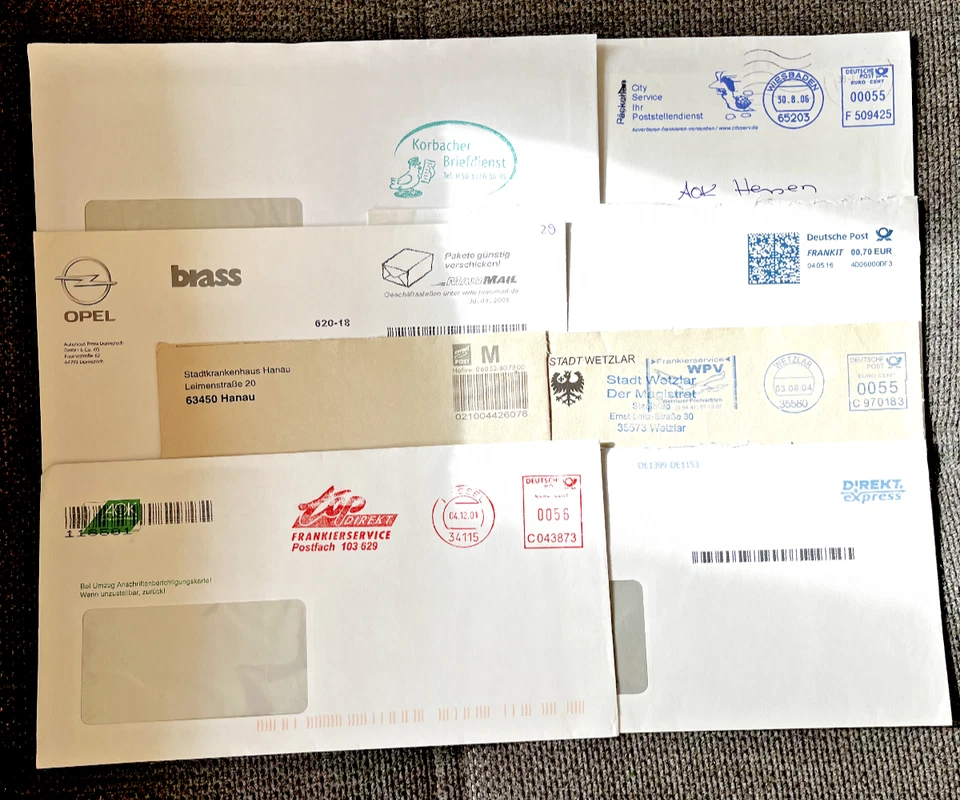 Privatpost / Briefe aus Hessen - 8 Stück echt gelaufen !!!   - Bild 1 von 1
