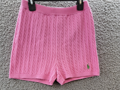 Polo Ralph Lauren Mini-Cable Shorts Big Girls L 12/14 Pink Elastic