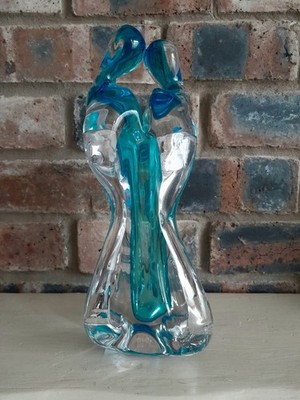Murano Stil Kunst Glas Liebhaber Paar Umarmung Skulptur Vase Display Sammler