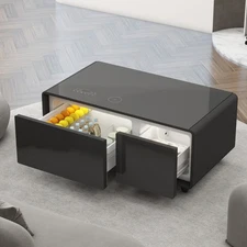 Modern Smart Coffee Table with Built-in Fridge,Bluetooth Speaker,Wireless Chargi