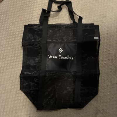 Huge Vera Bradley Black Tote Reusable College Laundry  Mesh Bag Handle New