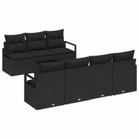 Gartensofa Set Mit 8 Kissen Poly-Rattan Schwarz Lounge MöBel