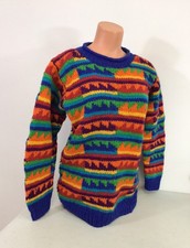 Aztec Handknit Wool Sweater Womens Large
