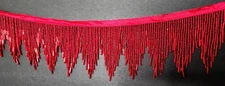 Luxury Red Beaded Fringe Trim – 10.4 Yards Designer Couture Embellishment