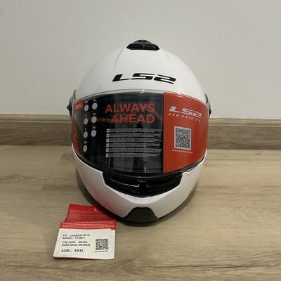 LS2 Strobe Flip-Up Modular Moto Helmet Solid Gloss White 3XLarge NEW