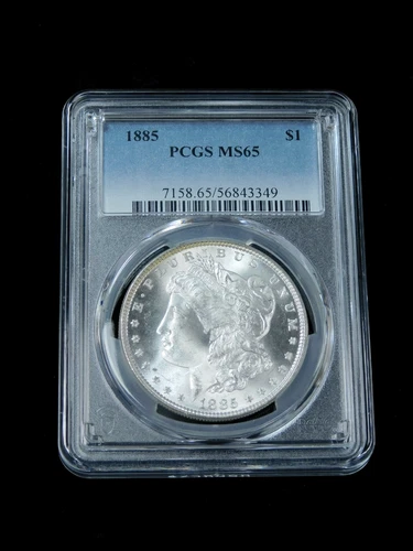 1885 $1 Morgan Silver Dollar - PCGS MS65 Blast White Coin!