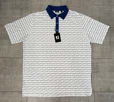 NWT Men  s FootJoy White Flag Banner Print Lisle Golf Polo Men  s XL