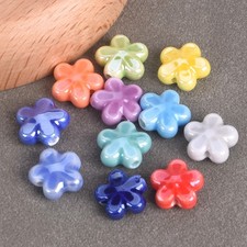 10pcs Star Flower 12mm Shiny Ceramic Porcelain Loose Beads For Jewelry Making