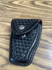 Vtg DUTYMAN Police Black Leather Handcuff Case Holder Belt 9121U