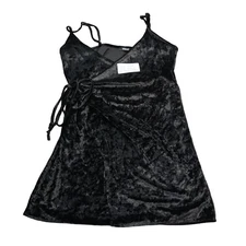 Wishlist Dress Womens S Black Velvet Adjustable Thin Strap Wrap Mini Casual Wear