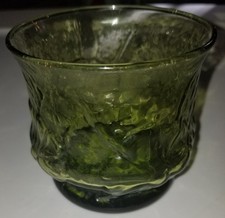 Vintage Anchor Hocking Rainflower Avocado Green Old Fashioned Glass