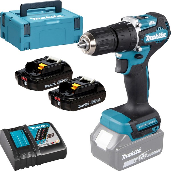 Makita DHP487RAJ Akku-Schlagbohrschrauber 18V / 2X2,0 Ah Akku + LadegeräT Makpac-image