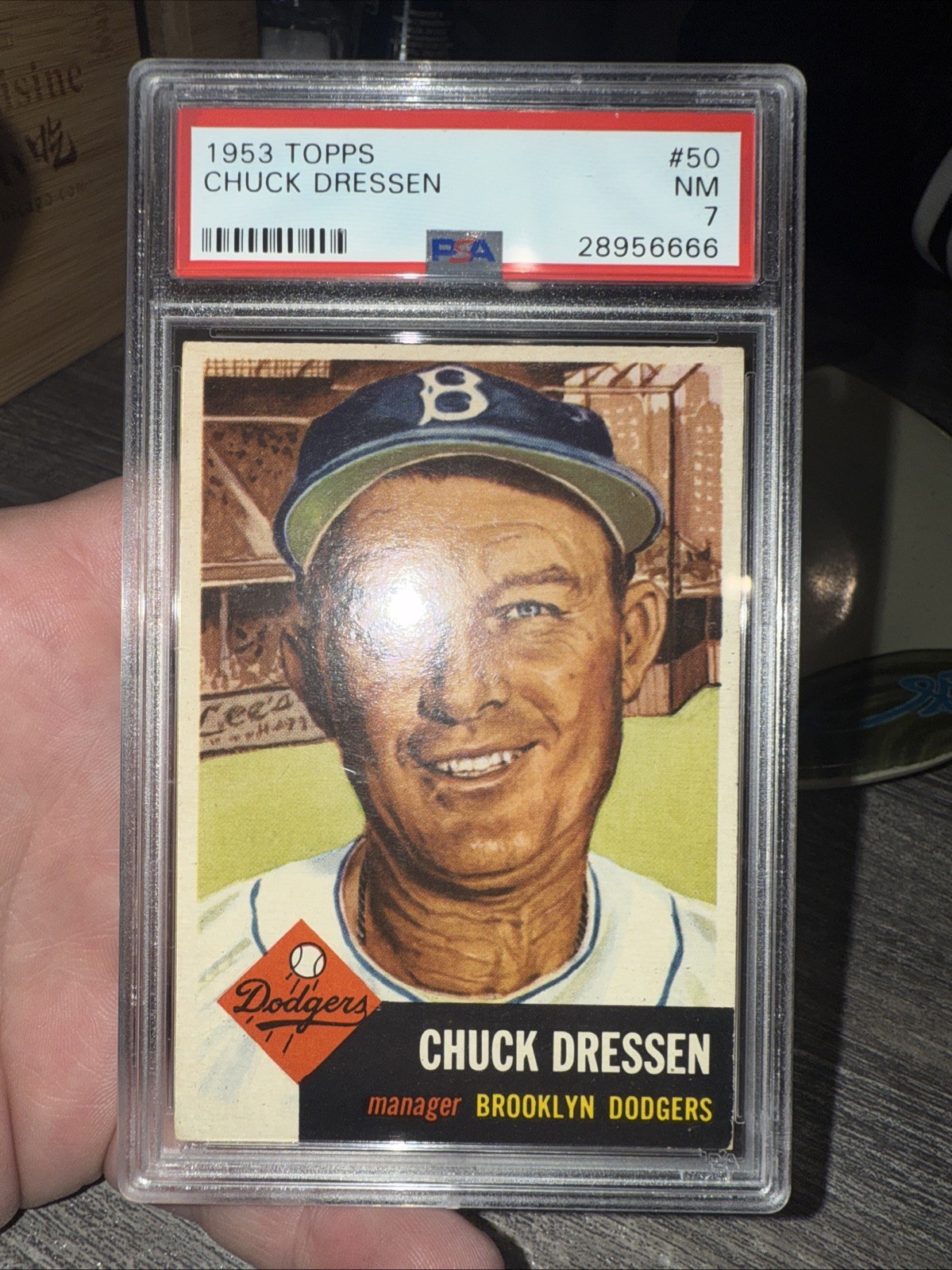 1953 Topps #50 Chuck Dressen PSA 7 Brooklyn Dodgers Manager 3B Two World Series