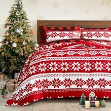 Christmas Bed in a Bag 7 Pieces Red Snowflake King Size Comforter Set Holiday...