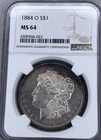 1884-O Morgan Silver Dollars $1 NGC MS64 Some Toning