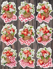 Apple Basket Die Cut Vinyl Stickers Set Scrapbooking Laptop Waterbottle