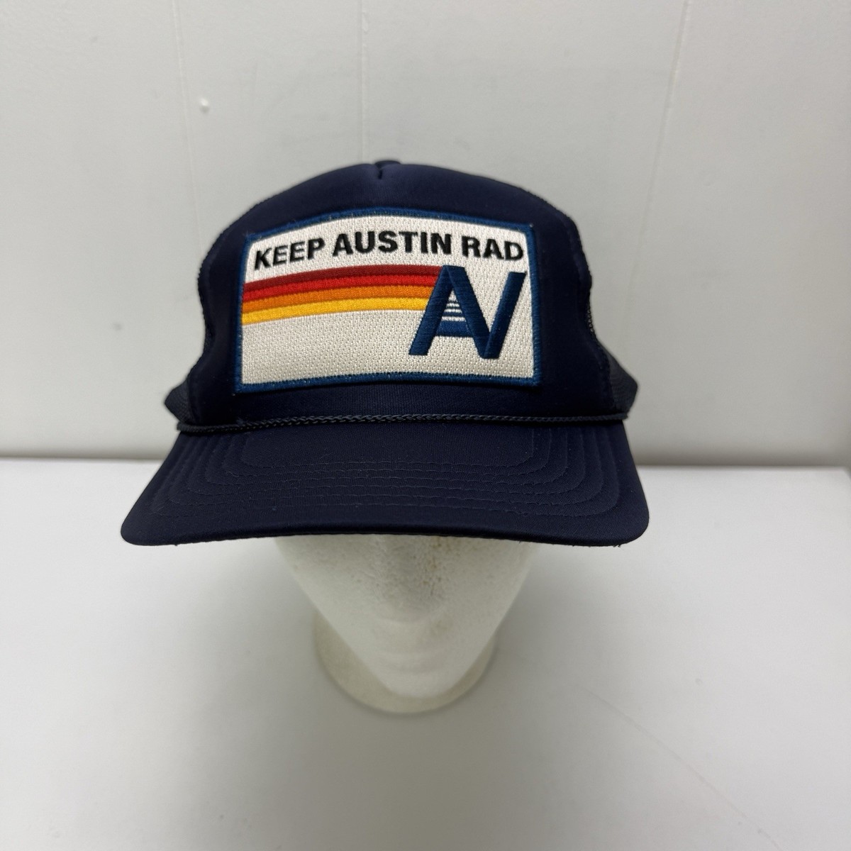 Aviator Nation Trucker Hat Cap Blue Snapback AV Keep Austin Rad Mesh Back View 3