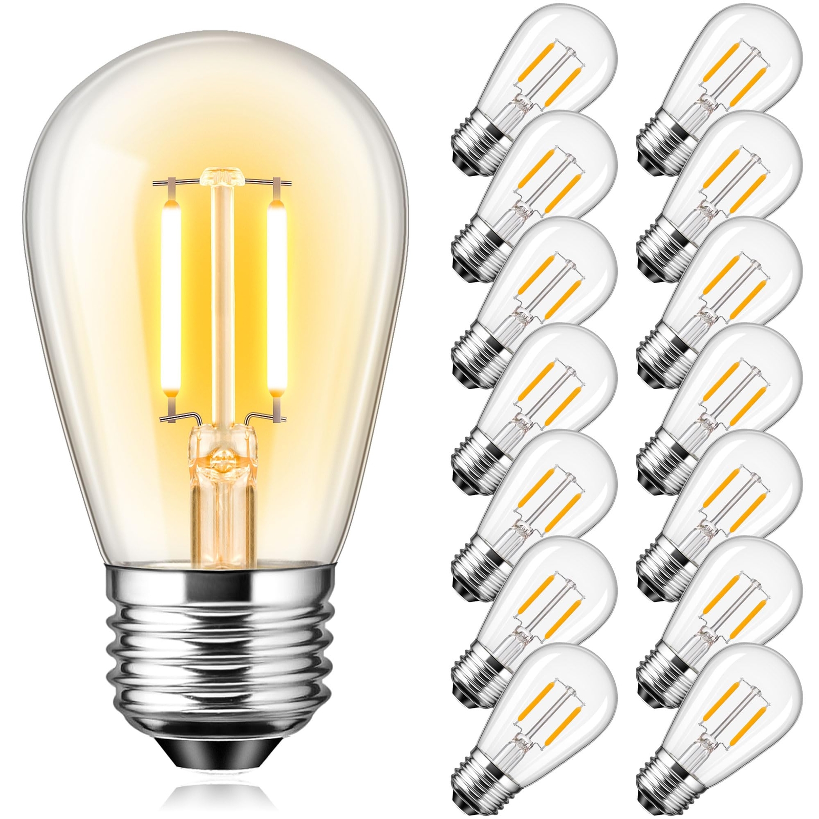 S14 Outdoor String Light LED Bulbs 1.5W=15W S14 Replacement LED Filament Ligh...