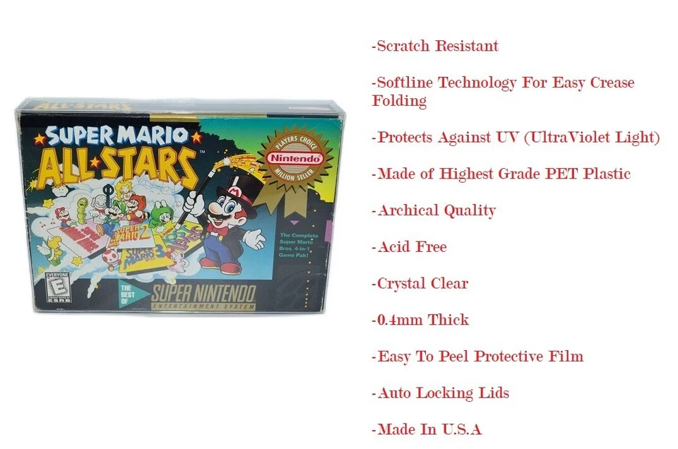 10 пластиковых прозрачных защитных чехлов футляры рукава дисплей для Super Nintendo SNES N64 64 - Изображение 4 из 4