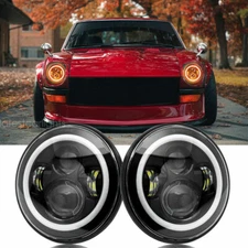 Pair 7inch DOT Approved Round LED Headlights Halo DRL For Datsun 280ZX 240Z 260Z