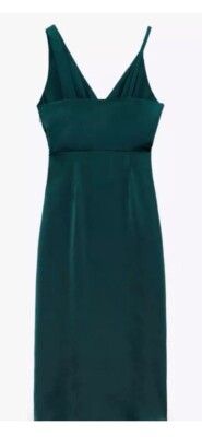 NWOT ZARA EMERALD GREEN SLIP DRESS XS