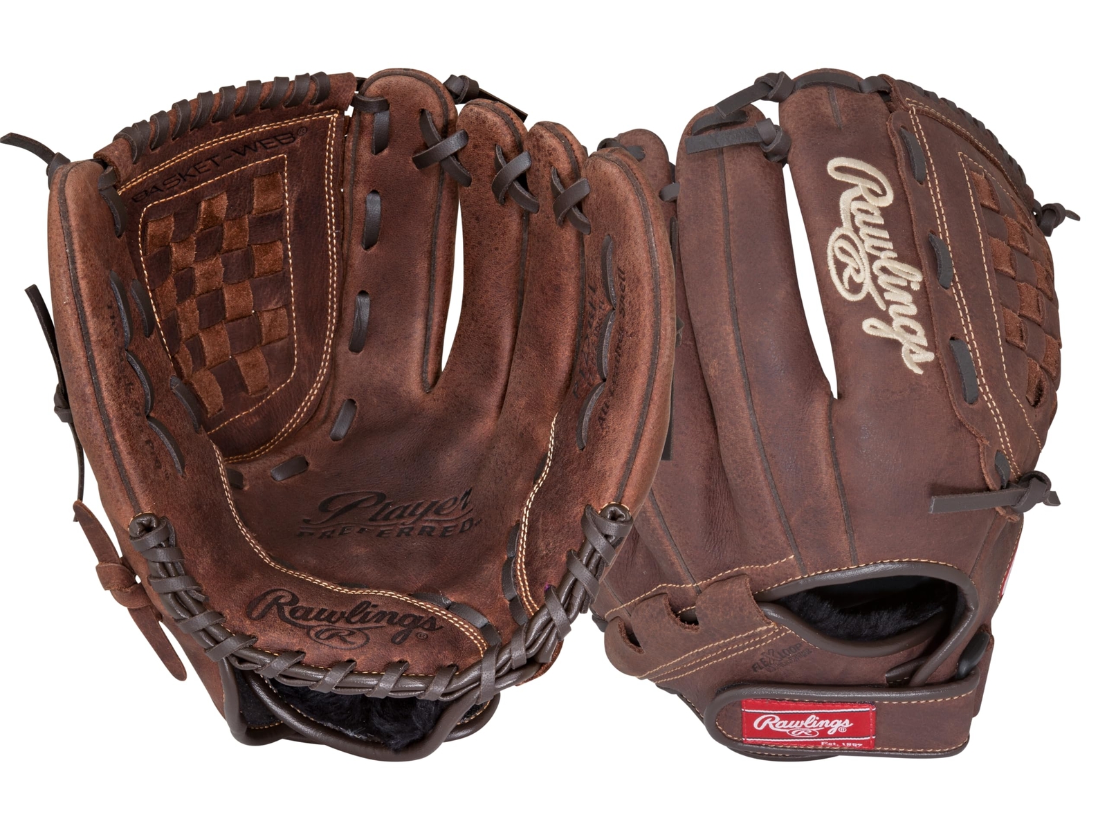 Brown Full Grain Leather With Basket Web