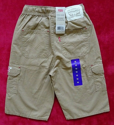 Levi's Cargo Shorts Boys Size 10 Regular Beige Elastic Waist Pull On - Picture 2 of 7