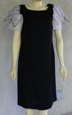 VTG BLACK DRESS PETAL CHIFFON SLEEVES UNION LABEL SHIFT GORGEOUS LOVELY
