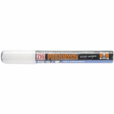 Zig 6mm Posterman Broad Tip Wet Wipe Marker, White