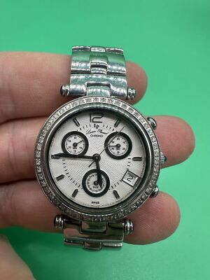 Nice Lucien Piccard Women Watch Chronograph Diamond Bezel Blue