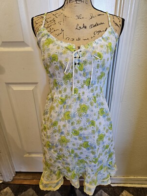 Free People Mini Slip Dress Boho Romantic Festival Size 12 Womens Floral |  eBay