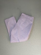 New York Company Womens Pants 12 Purple Flat Front Mid Rise Geometric Cropped
