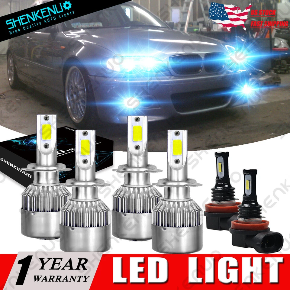 Комбинированные светодиодные фары для BMW 328i 325xi 330xi 2002-2006 6x 8000K + противотуманные лампы - Изображение 2 из 4