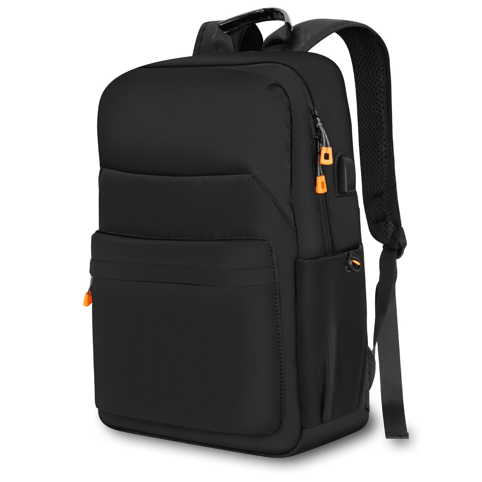 Slim Black 15.6 Laptop Backpack with USB Charger for Men and Women-image
