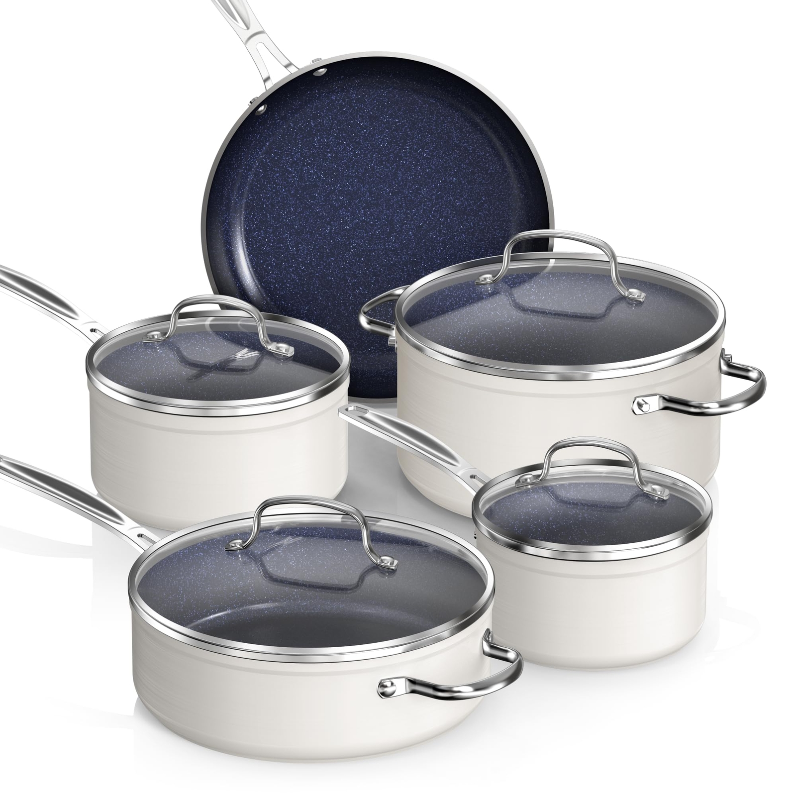 Healthy Duralon Blue Ceramic Nonstick Coated 9pc Cookware Set, Scratch-Resist...