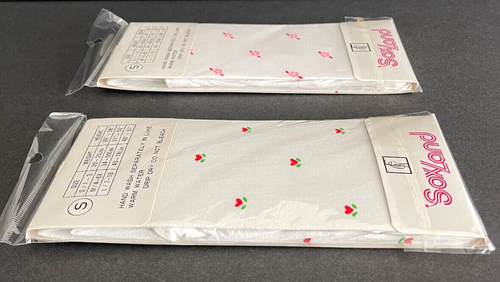 Vtg SoxLand Girls Fashion Tights White Flowers Pattern Thin Size S Lot 2 Taiwan - Picture 3 of 5
