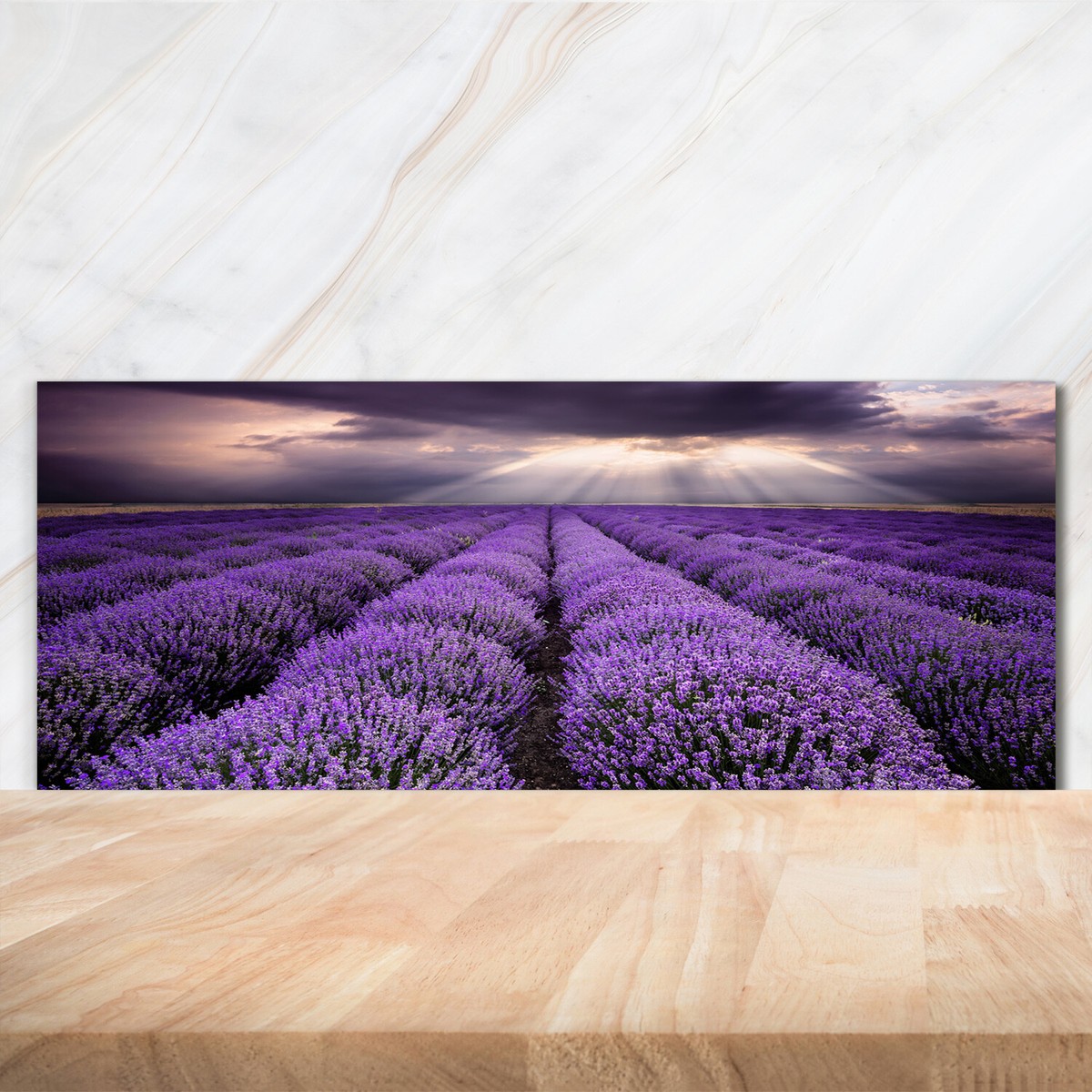 Planche De Cuisine En Verre Trempé Tulup 60x52 Cm - Motif Lavande Dans Un Pot, Violet