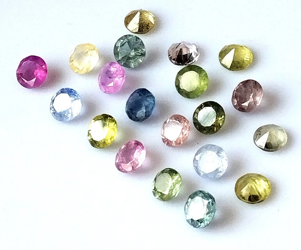 Multi Sapphire Round 4X4 mm Faceted Natural Ceylon Unheated Gemstone 20 Pieces - Image 2 of 4