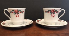 Fairfield Tienshan Poinsettia and Ribbons Cup  Saucer Set