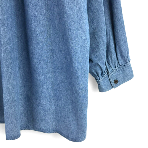 Scully Denim Western Tunic Top Women 4X Blue Long Sleeve Popover Leather Lace Up - Picture 10 of 14