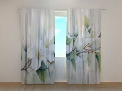 Curtain Adore Watercolor of Jasmine Branch, Bedroom Blinds, any sizes available