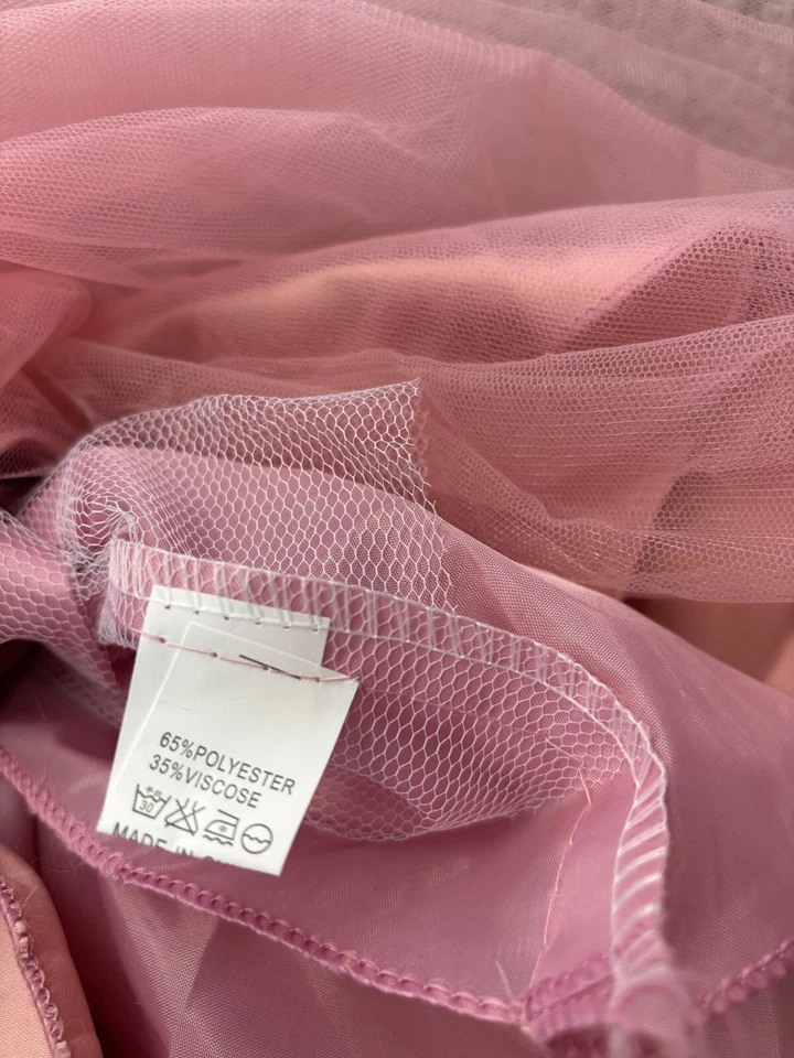Vestido de fiesta rosa para niña lentejuelas doradas tul maxi falda ver medidas Foto 2 de 4
