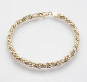 Authentic Technibond Twisted Rope & Ball Bead Bracelet 14K Yellow Gold Plated Silver 925