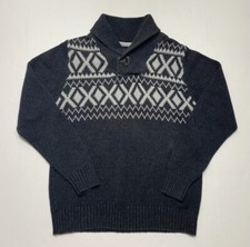 Outpost Makers Mens Sweater Size M Pullover Dark Gray Shawl Collar Long Sleeve