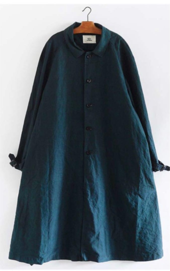 Outil Manteau Uzes Lenin Black Indigo Bal Collar Long Coat