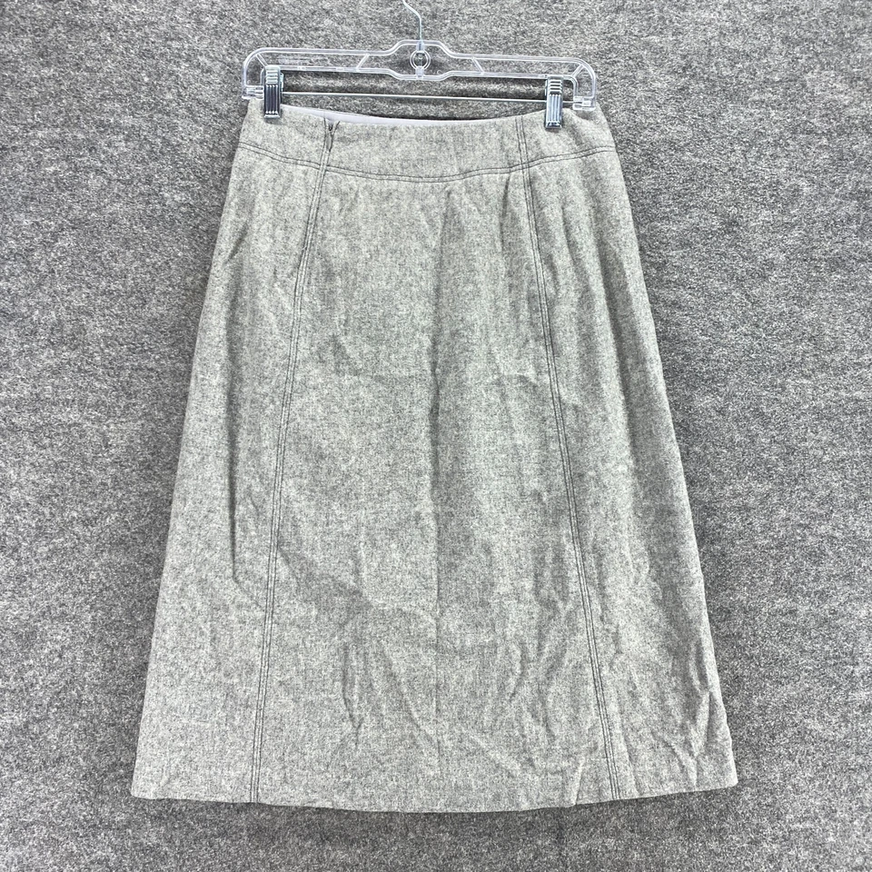 J. Crew Skirt Women 4 Gray Wool Lined Zipper A-Line Long Mid Rise Flat Front - Image 2 of 4